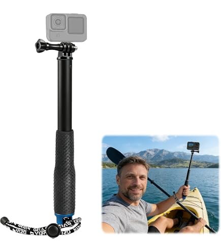 REYGEAK Selfie Stick Da 59 Pollici In Fibra Di Carbonio Per GoPro E Action Cam – Impermeabile, Compatto, Con Attacco Treppiede