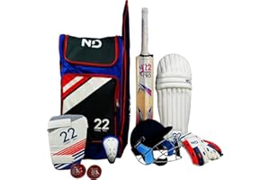ND Sports 22 Yards Pro Cricket Kit 11pc Set Bat Ball Pad Leg Guard Glove Boys Youths Mens UK (Youth)