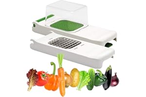 Alligator Zestaw siekaczy do warzyw, kostka do cebuli, siekacz do owoców, ostre ostrza ze stali nierdzewnej, 6 x 6 i 12 x 12 mm, białe i zielone