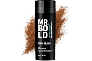 MR.BOLD Hair Fibres MEDIUM BROWN for Thinning Hair, Natural Keratin Hair Fibres for men & Women for Instant Result, Concealer for Thicker, Fuller Hair, Undetectable & Secure, Premium Long-Lasting Hold (28g)