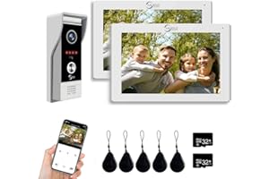 ‎ANJIELO SMART 1080P Video Türklingel Kamera mit 7 Zoll Touchscreen Video Türklingel Gegensprechanlage(Kabel), Unterstützung Auto Aufnahme Infrarot Nachtsicht PIR Bewegungserkennung (2, weiß)