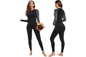 Leeboom Intimo Termico Donna Traspirante Biancheria Intima Termica Donna Elastica e Asciugatura Rapida Maglietta Termica Donna Ideale per Sci Corsa Palestra (Maglia+Pantaloni)