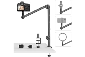PICTRON Support de Microphone, VIJIM LS25 professionnel Réglable Pied de Micro Bras Support avec pince de table, adaptateur 3/8" à 5/8", support de Micro de bureau pour Blue Yeti etc.