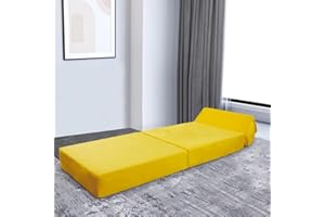 Panana Adult Sofa Futon Z Bed,Jumbo Cord Soft Velvet Premium Material Single Fold Out Mattress Sleepover Chair Living Room Bedroom Toddler Furniture,Yellow