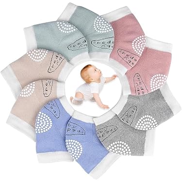 Protezione Ginocchia Bambini Che Gattonano Ginocchiere Gattonamento EIR - 4 Paia Colorate, Antiscivolo Ginocchiere Bambino Gattonare
