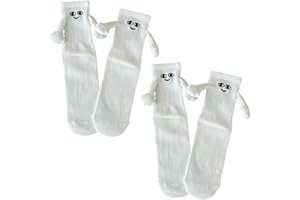 RARWIND Socken mit Magnetarmen, 2 Paar Generische Magnetische Socken mit Händen, Geeignet für Männer und Frauen, Hand in Hand Socken Magnet für Paare, Beste Freunde, Freundinnen (weiß)