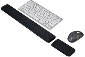 Yizhet Zestaw podkładek pod nadgarstek, pod klawiaturę i mysz, podkładka pod nadgarstek, z ergonomiczną pianką z pamięcią kształtu, wygodna podkładka pod nadgarstek, zapobiegająca problemom (czarna)