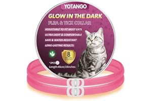 YOTANGO Collier Anti Puces pour Chat, Collier Anti Puces et Tiques pour Chats Imperméable, Réglable Collier Anti Puce Chat Lumineux - 8 Mois de Protection Naturelle pour Chats de Toutes Tailles-Rose 2Pcs