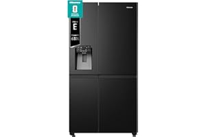 Hisense RS818N4TFE Frigorifero Side By Side, 632 L, Classe E, Black Inox, Display Touch con Voice Control