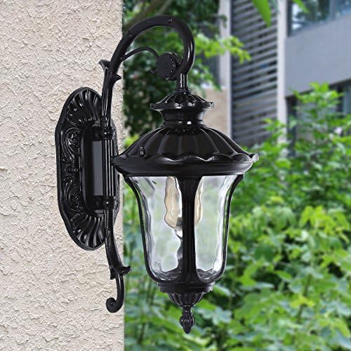 SQIAO modern LED wall lamp Outdoor Wall light waterproof Villa Garden Courtyard Lamp aisle exterior corridors light balcony lamps, black, 45 cm high bandwidth 26cm long edge of the lamp housing 17*17cm wallboard high 12 cm and 23 cm wide