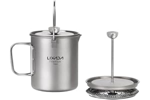 Lixada Tazza da caffè da Campeggio 300 ml Caffettiera a Pistone, con Manico Pieghevole