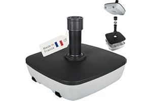 BURI Pied de parasol à roulettes pour parasol de 3,5 à 5 cm - Pied de parasol de qualité supérieure à remplir jusqu'à 32 kg - Gris