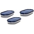Signoraware Modular Half Oval Plastic Container Set, 200ml, Set of 3, Mod Blue