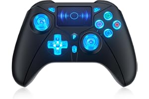 Bonacell Manette sans fil pour PS4 Dual Vibration Manette de jeu sans fil avec turbo et jack audio 3,5 mm / LED / Touch Pad pour P-s4 / Pro / Slim / PC