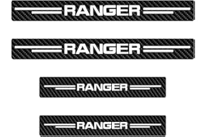 JOHLCR 4PCS Carbon Fibre Door Sill Protectors for Ford Ranger - Scratch Resistant & Anti-Slip Guard - Glossy Black Trim - Easy Fit Accessories - Tuning Style Protection for Pickup Truck (Ranger)