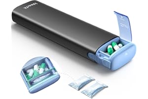 IDEERFIT Pilulier Semainier [Certifié LFGB] [Anti-humidité] [Opaque] – Semainier Médicament Pratique pour les déplacements, le bureau ou les voyages – Noir