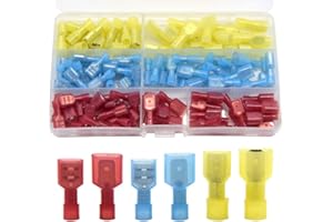Hocansen 110 Pieces Spade Connectors Insulated Male and Female Wire Connectors Crimp Terminal Connectors Kit（Colour/NLS)