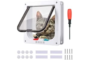 GENERIC Stickerboy Large Cat Door 23.5 x 25 x 5.5cm Lockable Cat Flaps Pet Door Safety Pet Door with 4 Way Lock Silent Manual Pet Flap for Wall/Wooden Door/UPVC Door