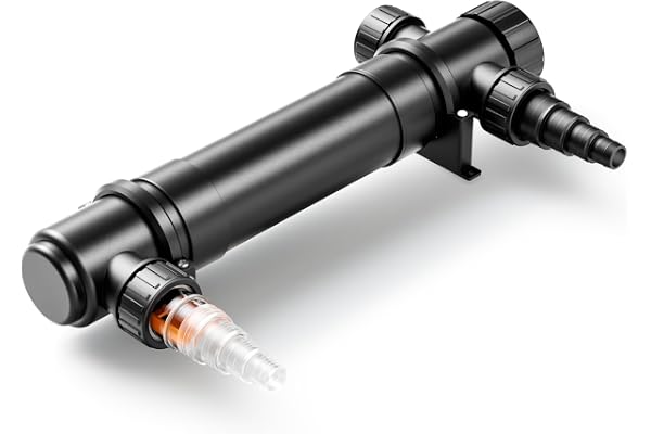 SunSun CUV-136 Stérilisateur Clarificateur de bassins ou d’étang - débit Max. de 4500 l/h - avec Lampe Rayons UV-C 36 W - pour Poissons et Plantes Aquatiques - Cours d’Eau Droit