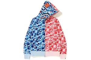 LIAOPUFUS Uomo 3D Stampato Shark Felpa con Cappuccio Hip Hop a Maniche Lunghe Zipper con Cerniera Mimetica Moda Street Wear