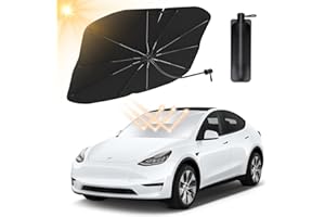 CARERSTEN Pare-soleil avant de voiture pour Tesla Model 3/Y - Pivotant à 360° - Parasol pliable pour voiture - Protection UV - Isolation thermique pour la plupart des voitures et SUV