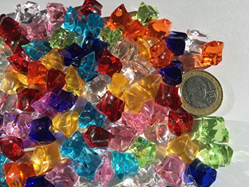 100 Stück 15mm glitzernde bunte Deko Eis Diamanten Brillianten Strasssteine Acrylsteine transparent klar bunte kristall basteln Dekosteine Gltzersteine Schmucksteine Strass Steine zum Verzieren Dekorieren von CRYSTAL KING - 2