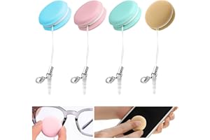 DAMIGHT Phone Screen Cleaner, 4 Pcs Macaron Phone Screen Cleaner, Mobile Phone Screen Cleaning Ball Reusable, Phone Screen Wipe Glasses Cleaner Cloth with Case Key Pendant for Computer Tablet Phone