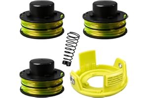 JOJOCY RAC118 - Bobina di Ricambio per Decespugliatore Ryobi RLT3525S, Alimentazione Automatica, Diametro 1,2 mm, Lunghezza 8,4 m (3 Bobine, 1 Tappo, 1 Molla)