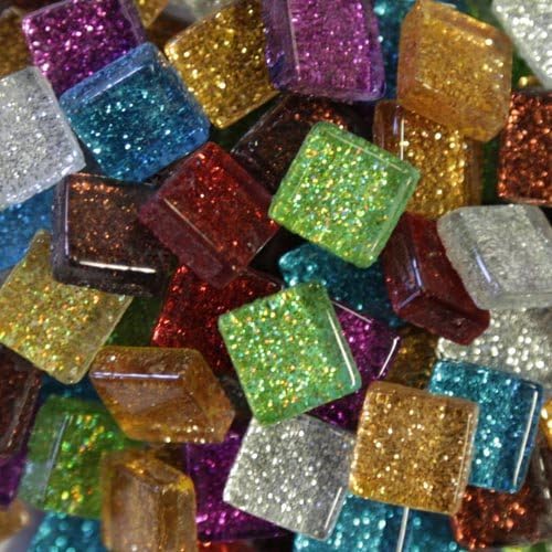 Glitter Tiles 1cm x 1cm x 4mm 500 grams (approx 535 loose tiles) (Mixed)