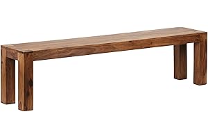 ‎WOHNLING WOHNLING Esszimmer Sitzbank MUMBAI Massiv-Holz Sheesham 180 x 45 x 35 cm Design Holz-Bank Natur-Produkt Küchenbank Landhaus-Stil dunkel-braun Bank 4-Sitzer für innen ohne Rücken-Lehne Echt-Holz unbeha