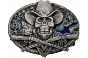 YONE Hebilla de cinturón Western Cowboy Skull Pirate Rifles Belt Buckle