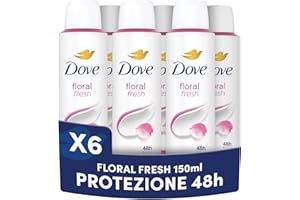 Dove Deodorante Spray, Dove Classic Care Floral, Deodorante Antitraspirante Spray, Protezione Fino a 48 Ore, con 1/4 di Crema Idratante, Formula Delicata, Deodorante Uomo e Donna, 6 Pezzi da 150 ml