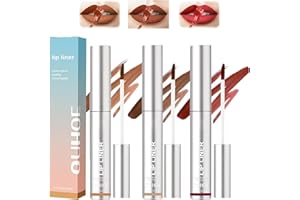 Pakivs Lot de 3 crayons à lèvres amovibles - Tatouage crayon peel-off - Longue durée - Crayon à lèvres mat imperméable - Avec acide hyaluronique et vitamine E - Pour femme