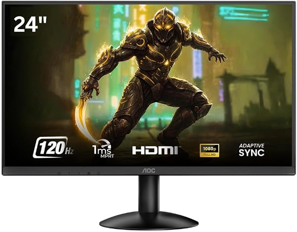 AOC 24B30H2 24 Inch (23.8") FHD IPS Monitor | 120Hz Refresh Rate | 1ms Response Time | Adaptive Sync | 3-Side Frameless | HDMI & VGA | Low Blue Mode | VESA Moun