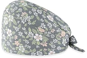 NHQZ 1 Stück OP hauben damen, OP haube stoff, OP haube herren, Schrubben Kappe Bedruckte Hut mit Knopf und Baumwolle Schweißband, B