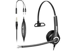 Headset Handy 3,5mm Klinke mit Mikrofon Noise Cancelling, PC Kopfhörer für Laptop Computer iPhone Samsung Smartphone, Business Home Office Call Center Zoom Skype, Klare Chat, Ultra Komfort