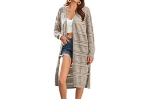 GRACE KARIN Damen Lange Strickjacke leichte Causal Strickjacke Sommer dünne langärmeliger Trachten Strickjacke Pullover