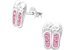 Monkimau Mädchen Ohrringe Schuhe Ballerina Ohrstecker aus 925 Sterling Silver echt Silber mit 12 Kristallen