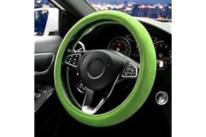 Sungeek Soft Velvet Steering Wheel Cover, Universal Luxury Steering Wheel Protector Car Interior Accessories 15 inch (Green)