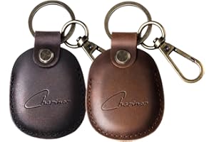 CHARINOR AirTag Hülle mit Schlüsselanhänger aus ECHTEM Leder, Airtag Anhänger, Versteckt Hülle für Apple Air Tag[2er Pack-Dunkelbraun+Kaffeebraun]