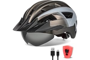 ‎FUNWICT FUNWICT Fahrradhelm mit Visier für Herren Damen, Leichte Fahrradhelm mit Magnetischem Brille und USB-Aufladung LED Licht, Stylisch Mountainbike Helm Größe M/L/XL, Weiß Schwarz