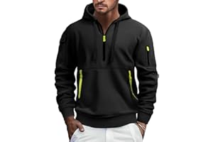 EDITCOZY Mens Half Zip Fleece Jumper Hoody Long Sleeve Sweatshirts Zip Up Pullover Jumper with Pockets