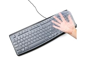 MASIBLOOM Silikon-Tastaturabdeckung für Logitech K120 & MK120, ergonomische Desktop-Tastatur, USB-Tastatur, ultradünne Schutzhülle (transparent)
