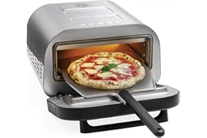 MACOM, Forno Pizza Professionale, Cuoce in 2 minuti, scalda fino a 400°, Piano cottura in pietra refrattaria da 32 cm rimovibile, 1700W, Just Kitchen 884 Professional Pizza Oven