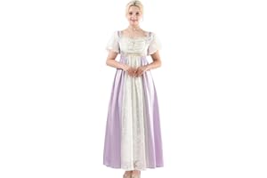 CR ROLECOS Vestido para mujer, vestido victoriano, vestido medieval de cintura alta, cintura alta, retro, con 2 bandas