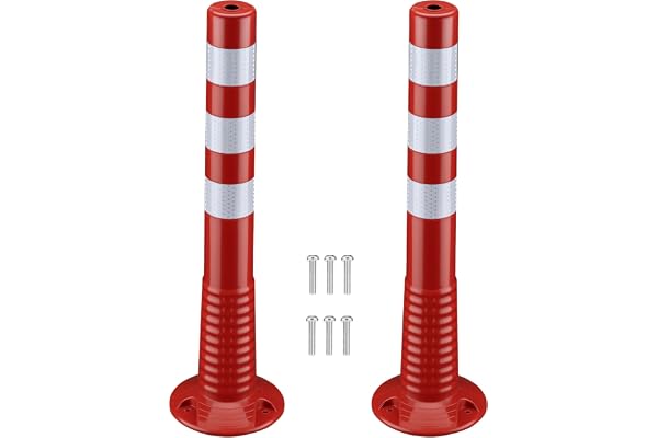 Wiltec Kit 2x Poteau de balisage PU Orange/Blanc 75cm φ 200x 750mm Poids 2,7kg Poteau de signalisation avec socle Prévention danger Borne amovible Signalétique extérieure Prévention Danger Chantier