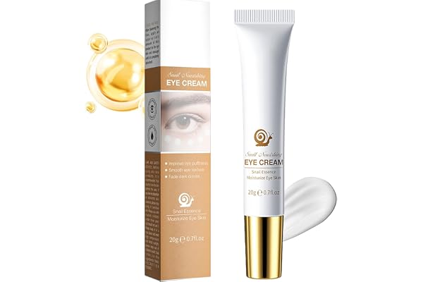 Crème contour des yeux anti-âge à la bave d'escargot - Réduit efficacement les rides des yeux - Pour les poches sous les yeux, les ridules, les cernes et les rides, soin raffermissant, 20 g