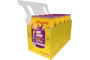 Josera MiniJunior, karma dla szczeniaków dla małych ras z kaczką i łososiem, dla optymalnego rozwoju, super sucha karma dla rosnących psów, 5 sztuk (5 x 900 g)