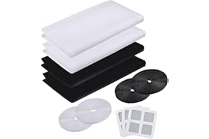 ASTARFAVOR 4 pezzi Zanzariere per Finestre Bianco e Nero, Rete per Zanzariera Finestra,Rete per Zanzariera, 1,5 * 1,3 M, con 4 rotoli di nastro autoadesivo