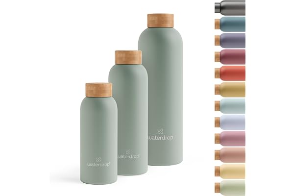 waterdrop® Gourde Inox 600ml – Bouteille Isotherme Réutilisable, Sans BPA, Double Paroi Inox Étanche, Pour Boissons Chaudes ou Froides, Idéale au Bureau, Sport, Maison, Voyage